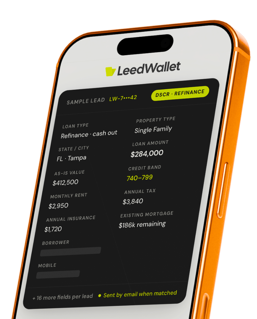 LeedWallet sample lead on phone